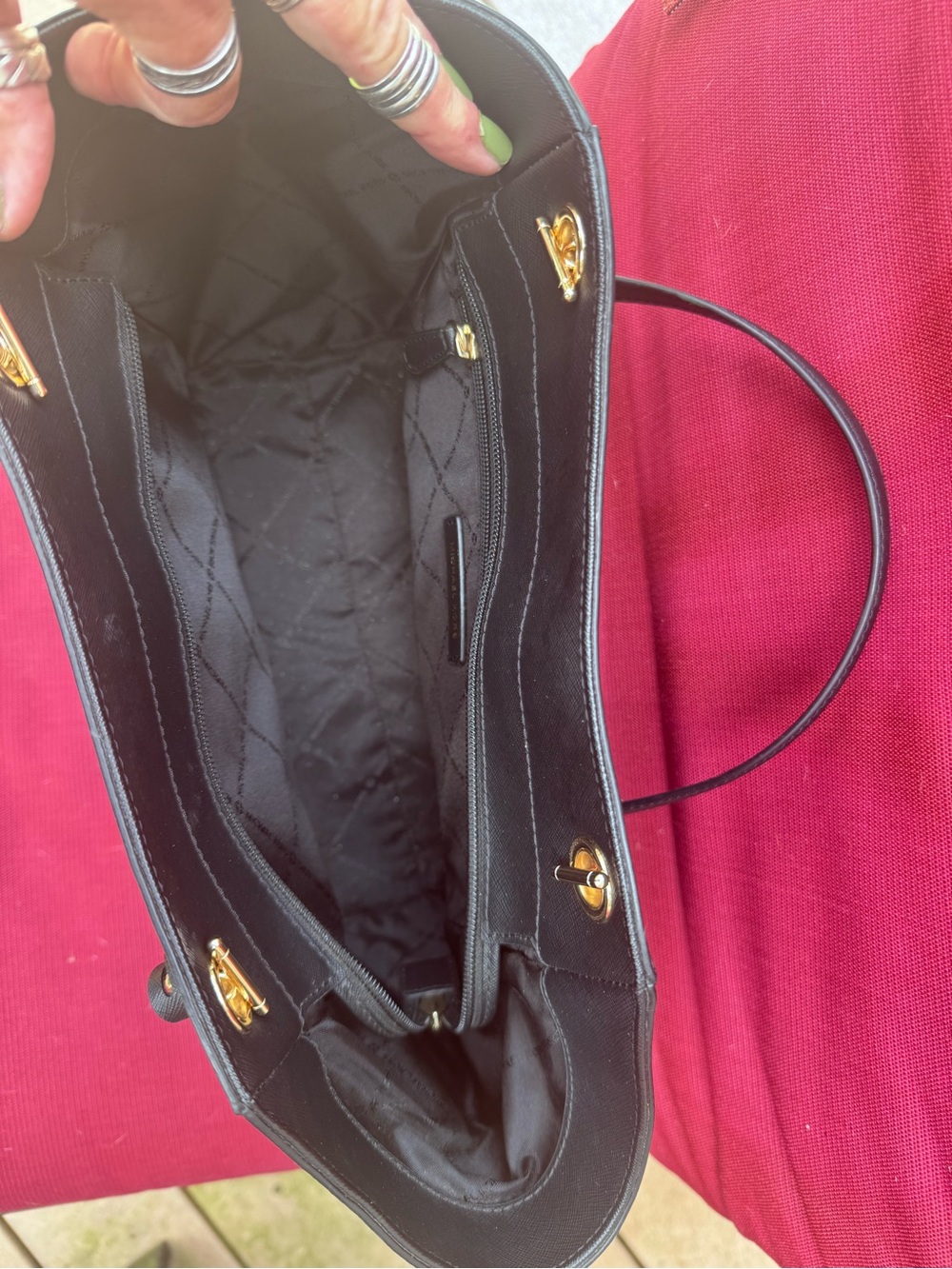 Michael Kors Black Saffiano Tote with Gold Hardware - Picture 3 of 5